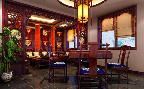 芮城古典中式风格茶楼包间设计装修效果图